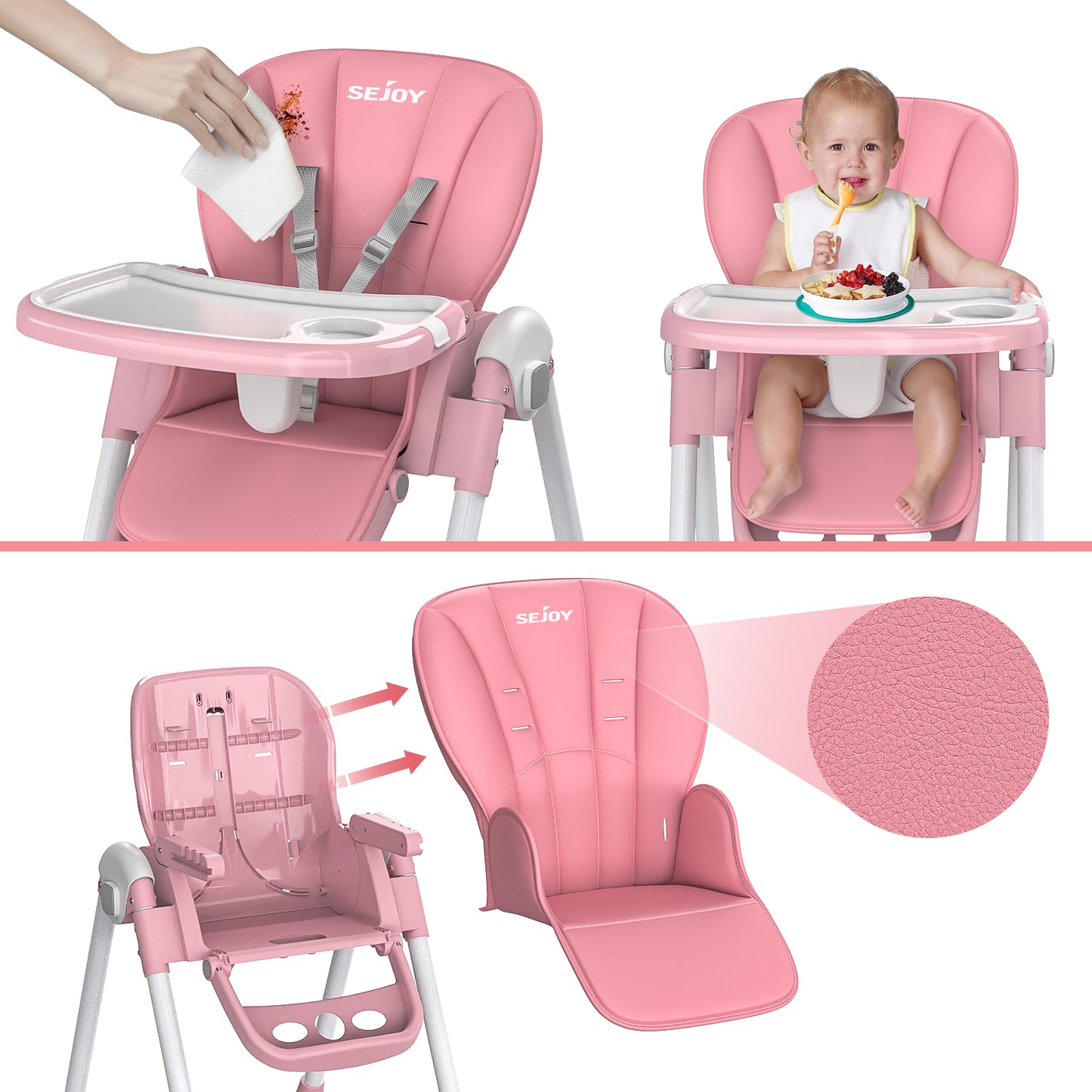 Convertible Baby High Chair – Folding Seat with Removable Tray