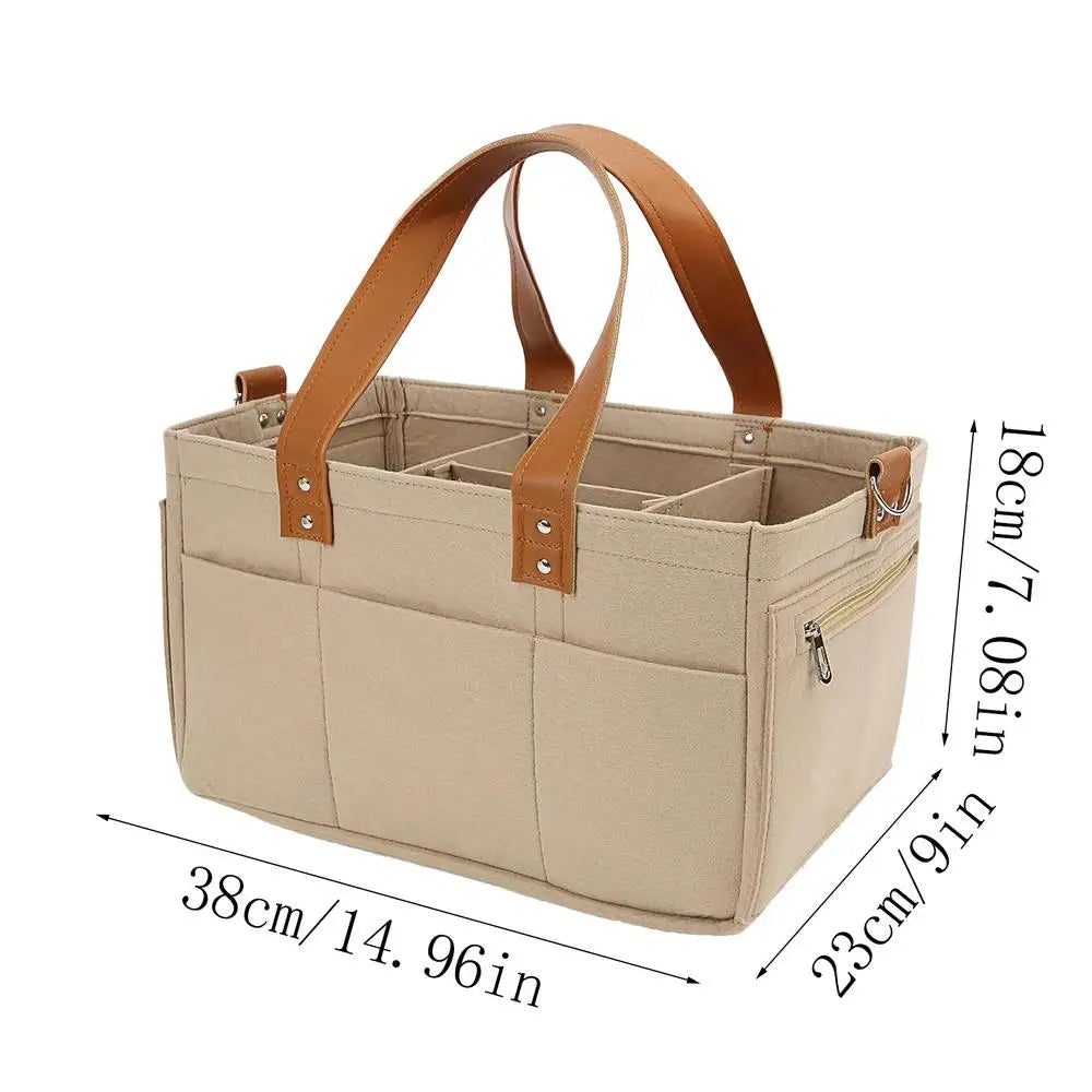Felt Diaper Organizer Basket – Large-Capacity Baby Travel & Nursery Bag