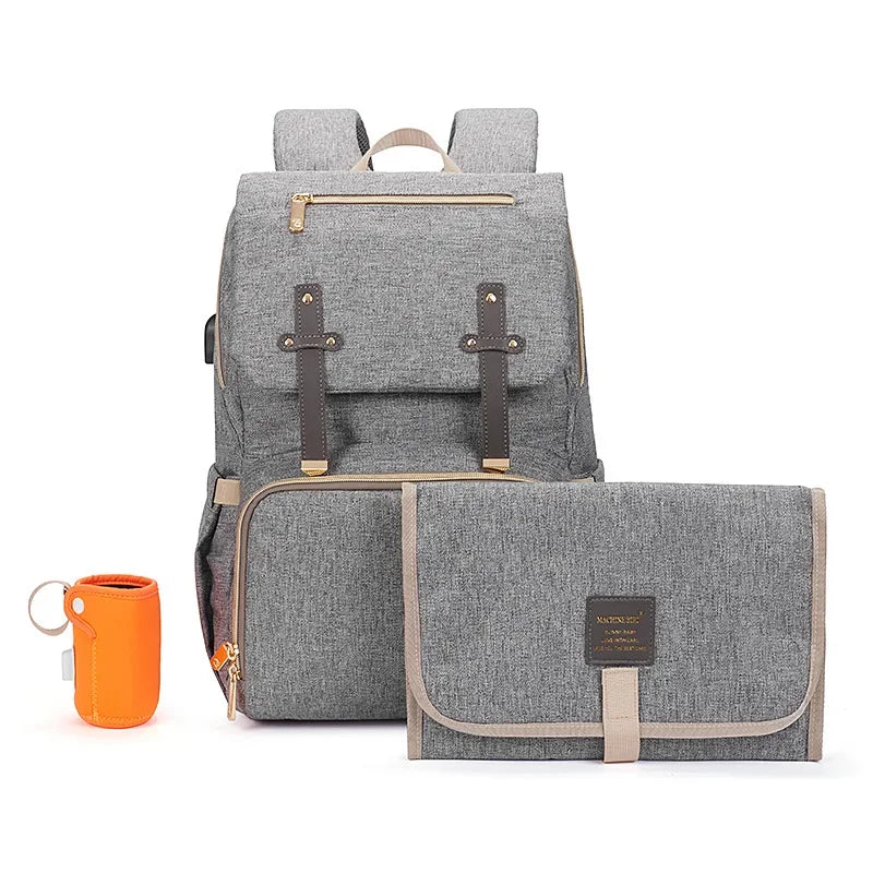 Fashion Diaper Bag Backpack – Large Capacity, Thermal Bottle Holder & Baby Essentials Organizer