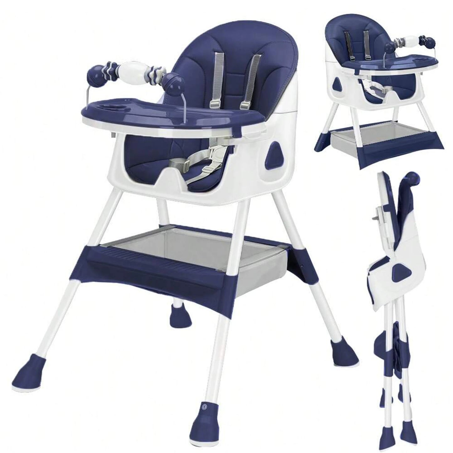 Baby High Chair Foldable – Feeding Seat with Toy Rack & Large Anti-Slip Pad