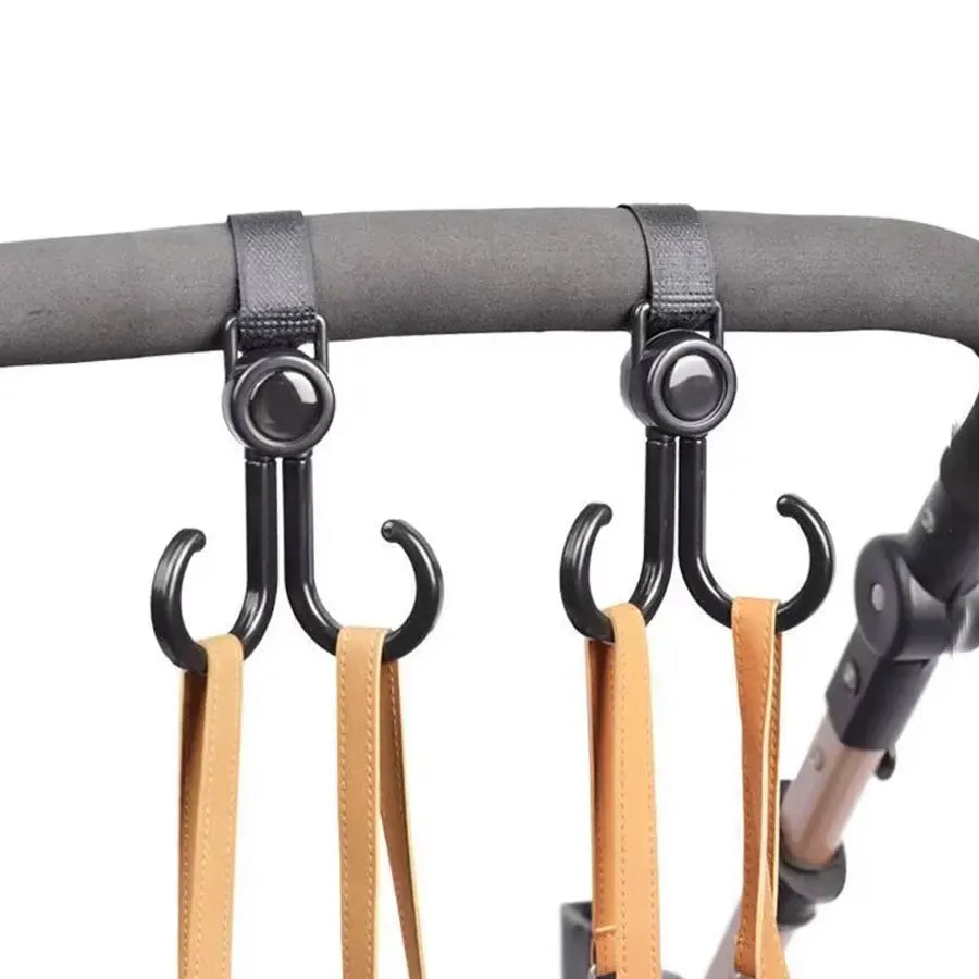 Baby Stroller Hooks – 360° Swivel, Heavy-Duty Adjustable Clips
