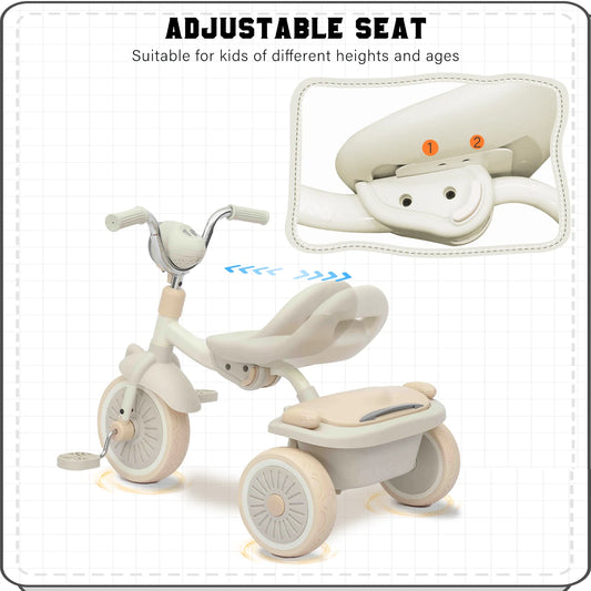 3-Wheel Foldable Tricycle – Pedals, Cool Lights & Elastic PU Wheels for Toddlers