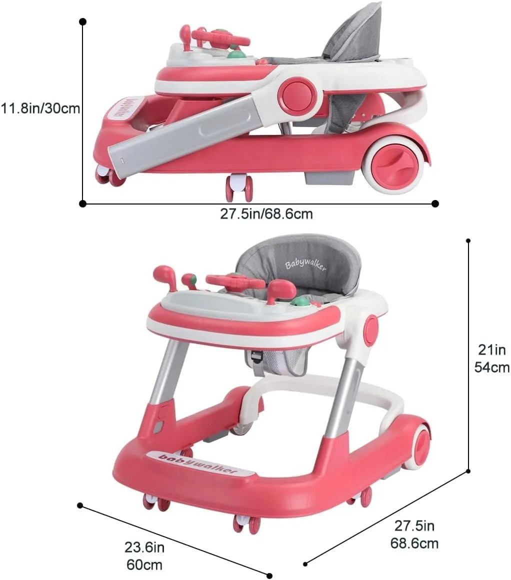 Toddler Push Walker – 2-in-1 Baby Walker with Removable Trays & Foldable Frame
