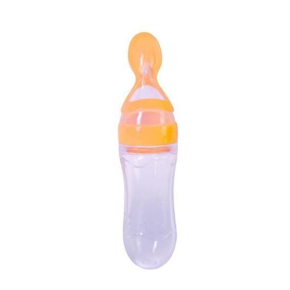 Soft Silicone Baby Bottle with Spoon – Easy Squeeze Feeding Dispenser