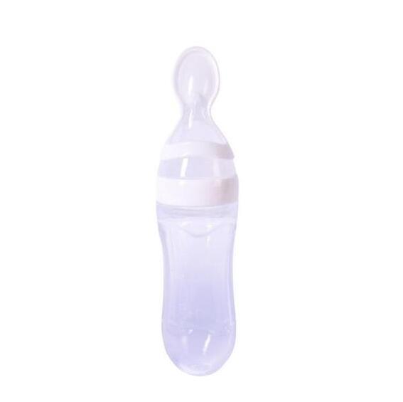 Soft Silicone Baby Bottle with Spoon – Easy Squeeze Feeding Dispenser