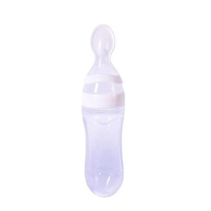 Soft Silicone Baby Bottle with Spoon – Easy Squeeze Feeding Dispenser