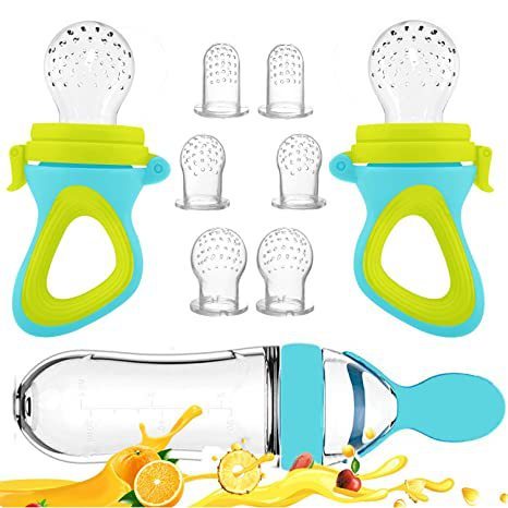 Baby Food Feeder Pacifier Set – 6 Silicone Fruit & Veggie Nipple Dispensers