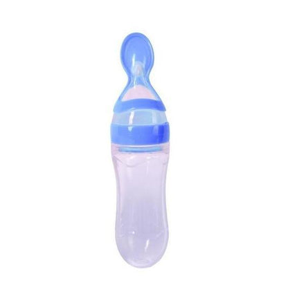 Soft Silicone Baby Bottle with Spoon – Easy Squeeze Feeding Dispenser