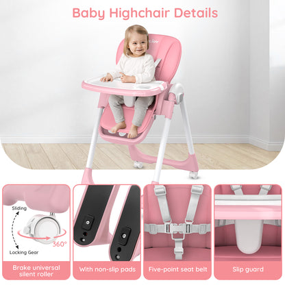 Convertible Baby High Chair – Folding Seat with Removable Tray