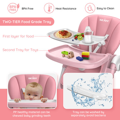Convertible Baby High Chair – Folding Seat with Removable Tray