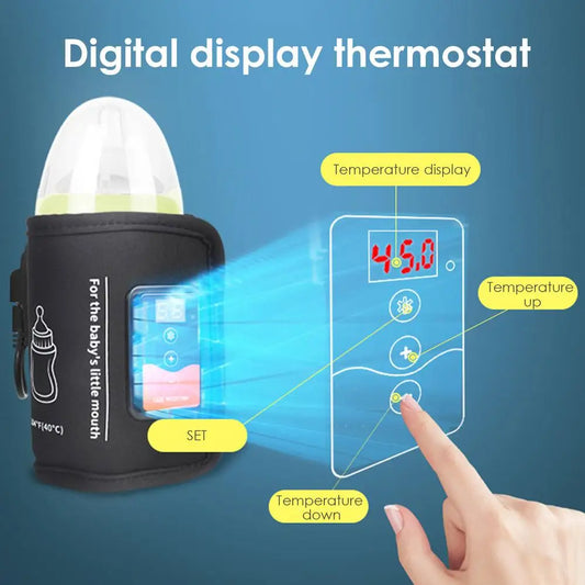Smart Baby Bottle Heater – USB Powered Thermal Bag with LCD Display, Travel Friendly