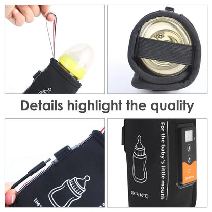 Smart Baby Bottle Heater – USB Powered Thermal Bag with LCD Display, Travel Friendly