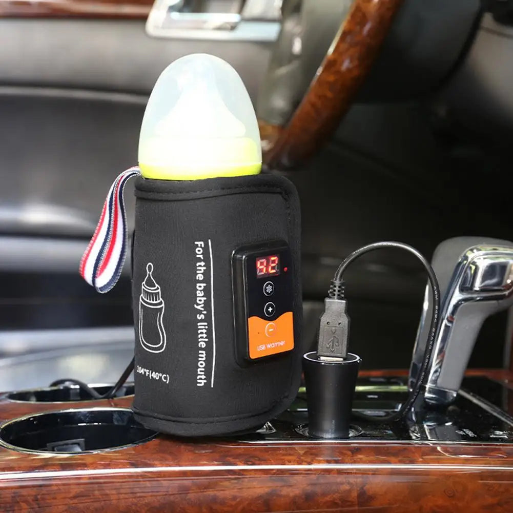 Smart Baby Bottle Heater – USB Powered Thermal Bag with LCD Display, Travel Friendly