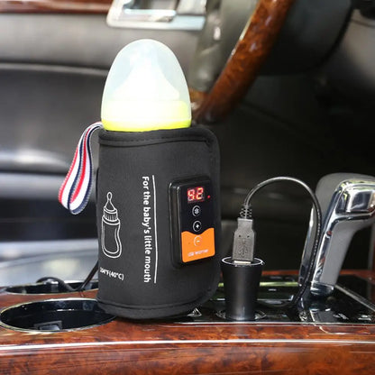 Smart Baby Bottle Heater – USB Powered Thermal Bag with LCD Display, Travel Friendly