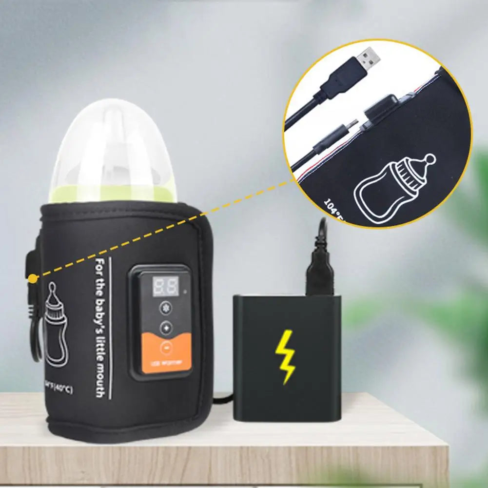 Smart Baby Bottle Heater – USB Powered Thermal Bag with LCD Display, Travel Friendly