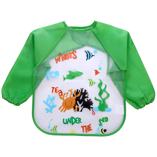 Kids Smock Boys Bib Girls Toddler Feeding Cartoon Long Sleeve Apron Baby Care 1st Year Baby Bibs Baberos Bebé Impermeables