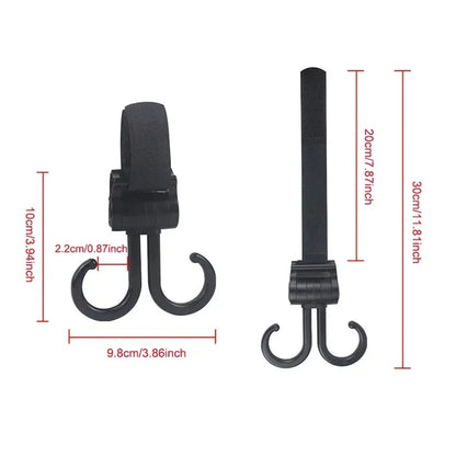 Baby Stroller Hooks – 360° Swivel, Heavy-Duty Adjustable Clips
