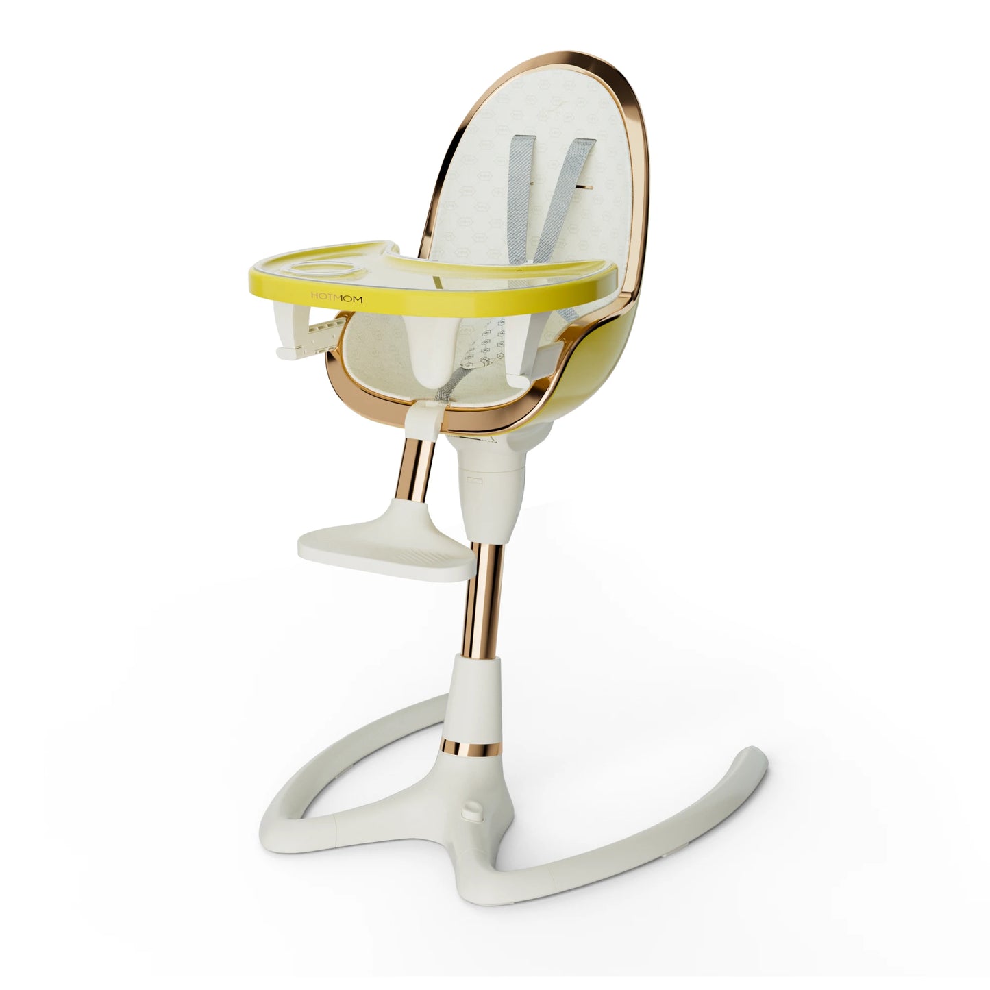 Baby High Chair by Hot Mom – PU Leather Cushion, Adjustable Seat & Removable Tray