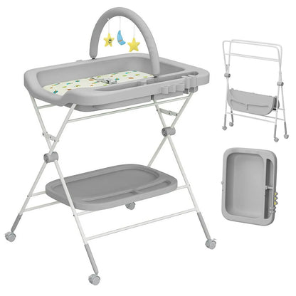 Folding Baby Changing Table – Portable Diaper Station with Wheels & Adjustable Height