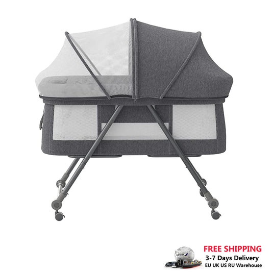 Grab-and-Go Baby Crib – Travel-Friendly Rocking Cot with Mattress and Silent Wheels