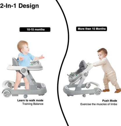 Toddler Push Walker – 2-in-1 Baby Walker with Removable Trays & Foldable Frame