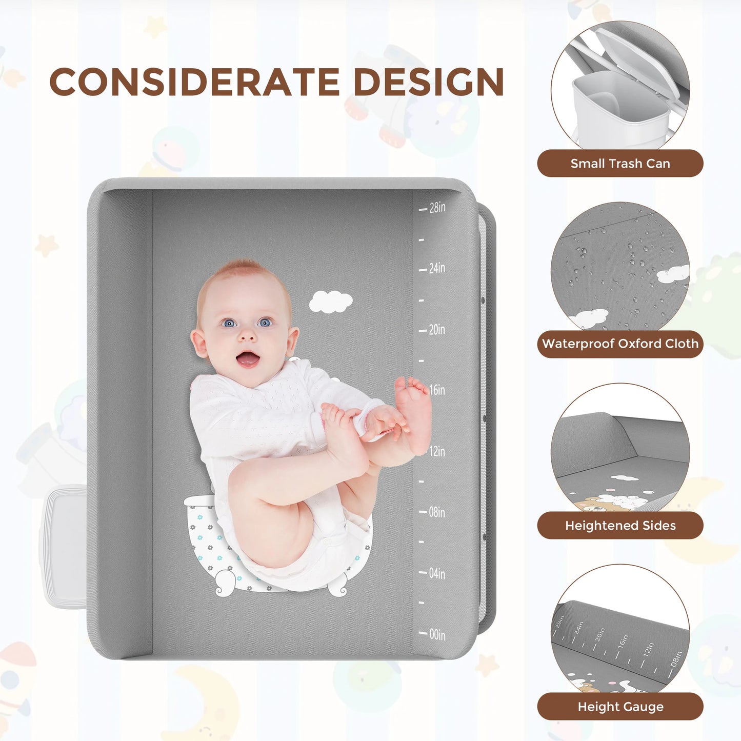 Portable Baby Changing Table – Foldable Diaper Station with Wheels & Adjustable Height