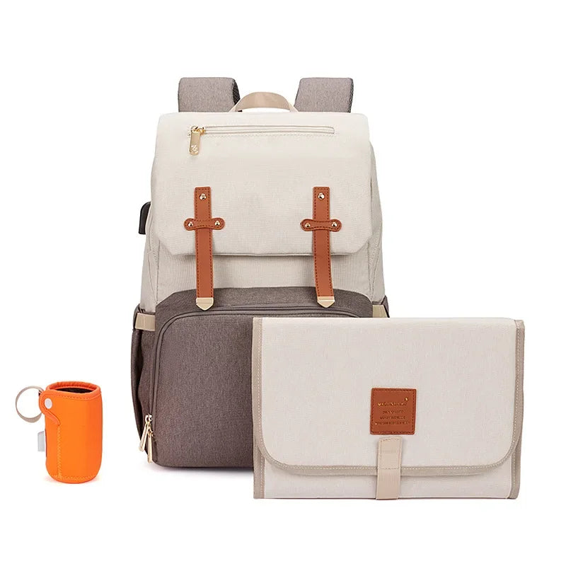 Fashion Diaper Bag Backpack – Large Capacity, Thermal Bottle Holder & Baby Essentials Organizer