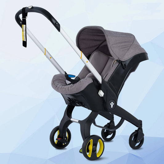 Baby Stroller with Foldable Design – Metal Frame, Sunshade & Adjustable Handle for Outdoor Trips