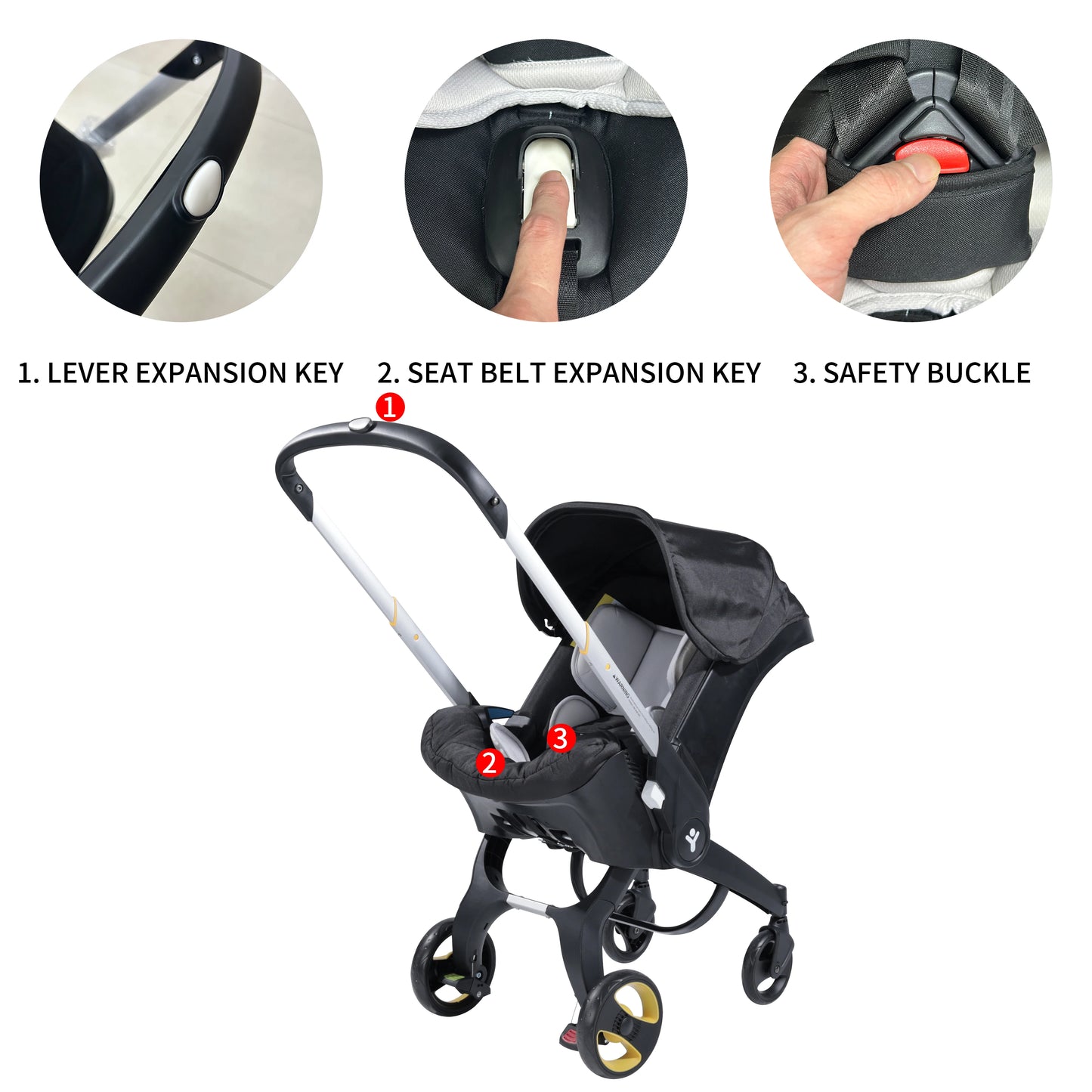 Baby Stroller with Foldable Design – Metal Frame, Sunshade & Adjustable Handle for Outdoor Trips