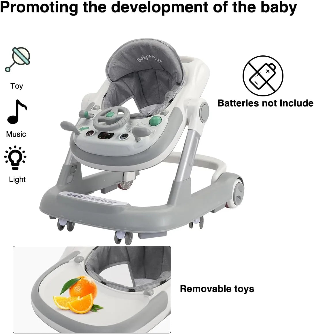 Toddler Push Walker – 2-in-1 Baby Walker with Removable Trays & Foldable Frame