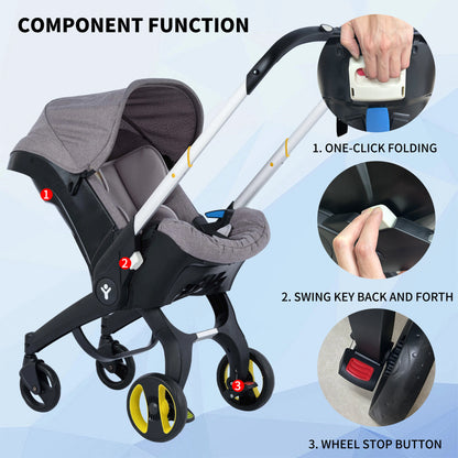 Baby Stroller with Foldable Design – Metal Frame, Sunshade & Adjustable Handle for Outdoor Trips