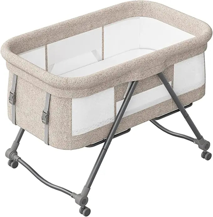 Grab-and-Go Baby Crib – Travel-Friendly Rocking Cot with Mattress and Silent Wheels