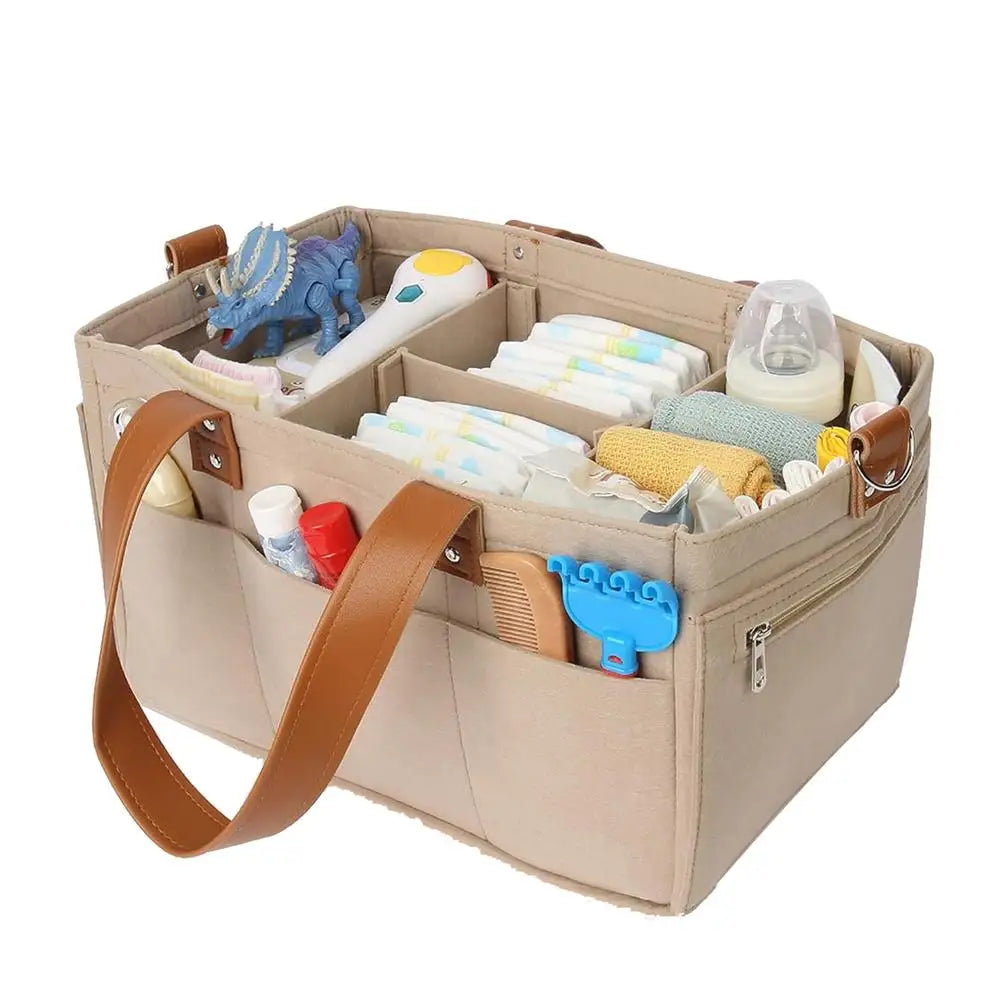 Felt Diaper Organizer Basket – Large-Capacity Baby Travel & Nursery Bag