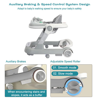 Multi-Functional Baby Walker – Foldable, Feeding Tray & Music Entertainment