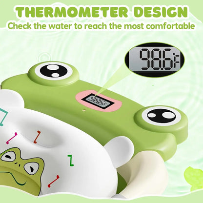 Eco-friendly Baby BathTub with Bath Cushion,Foldable Bathtub Portable with Temperature Indicator Infant Tub for 0-36 Months Baby