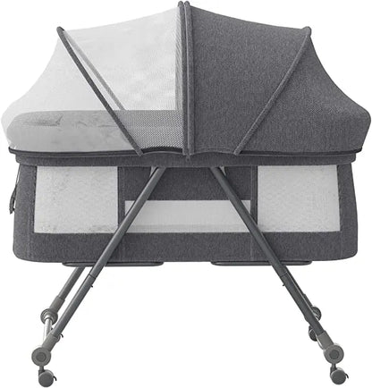 Grab-and-Go Baby Crib – Travel-Friendly Rocking Cot with Mattress and Silent Wheels