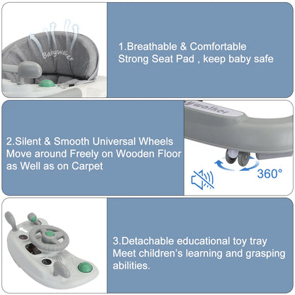 Multi-Functional Baby Walker – Foldable, Feeding Tray & Music Entertainment