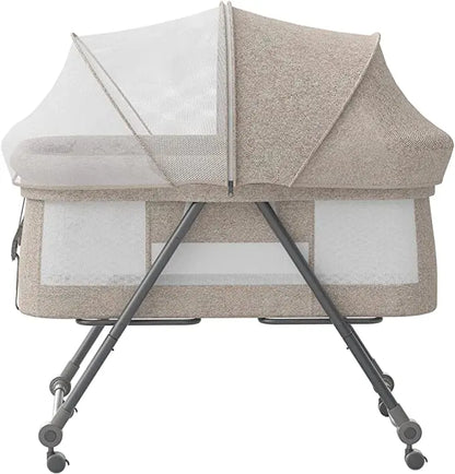 Grab-and-Go Baby Crib – Travel-Friendly Rocking Cot with Mattress and Silent Wheels