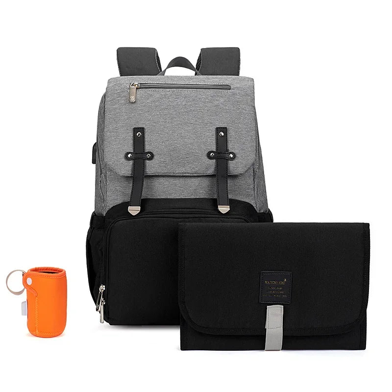Fashion Diaper Bag Backpack – Large Capacity, Thermal Bottle Holder & Baby Essentials Organizer