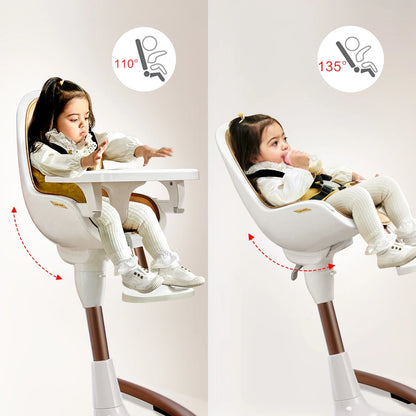 Baby High Chair by Hot Mom – PU Leather Cushion, Adjustable Seat & Removable Tray