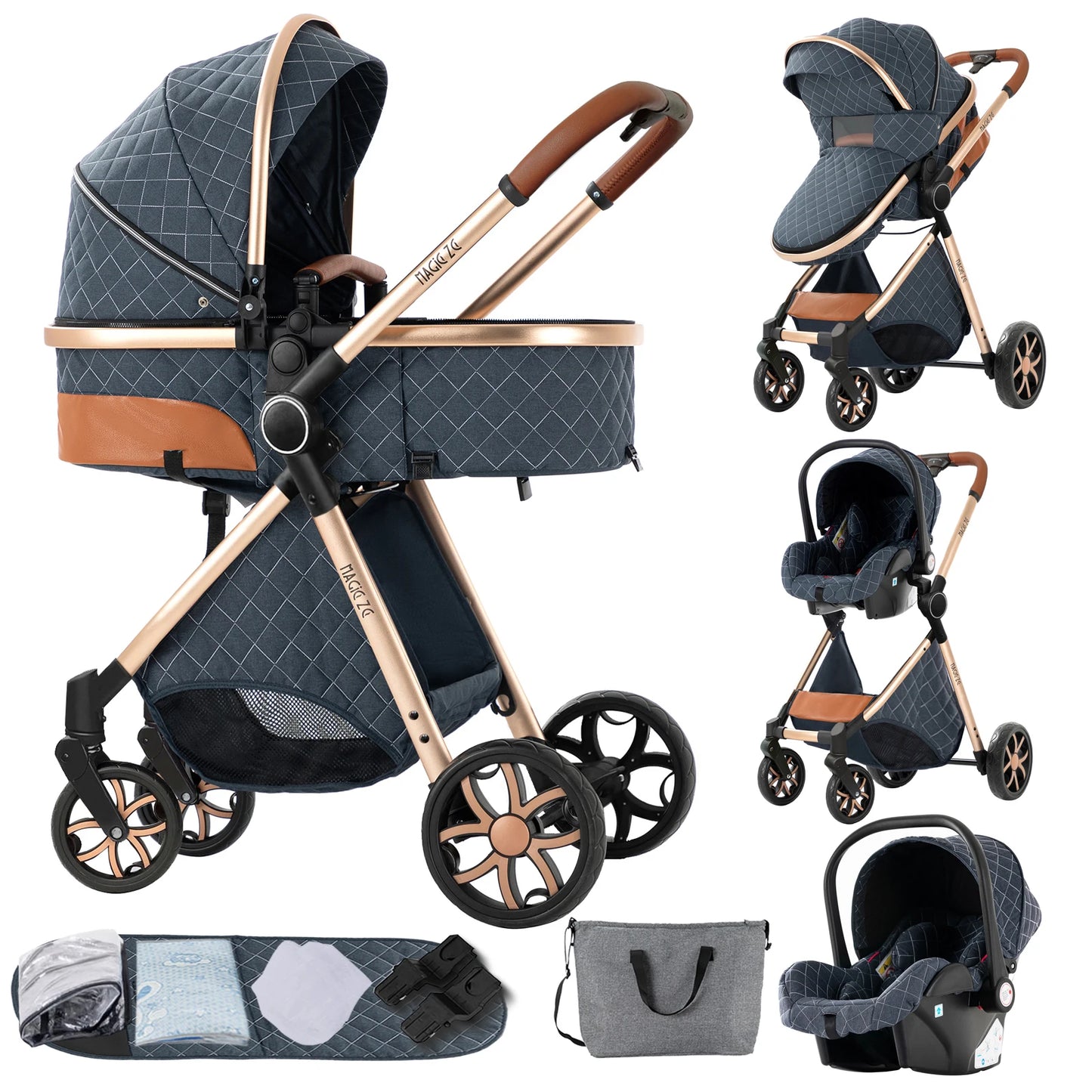 Multifunctional 3-in-1 Baby Stroller – Travel Pram with Isofix & Adjustable Design