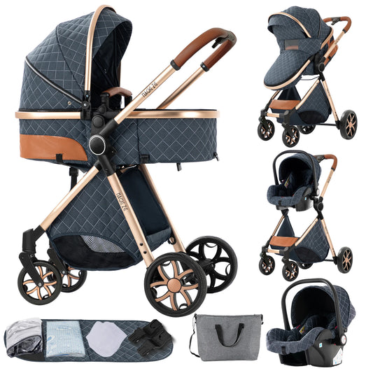 Multifunctional 3-in-1 Baby Stroller – Travel Pram with Isofix & Adjustable Design