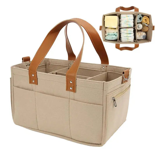 Felt Diaper Organizer Basket – Large-Capacity Baby Travel & Nursery Bag