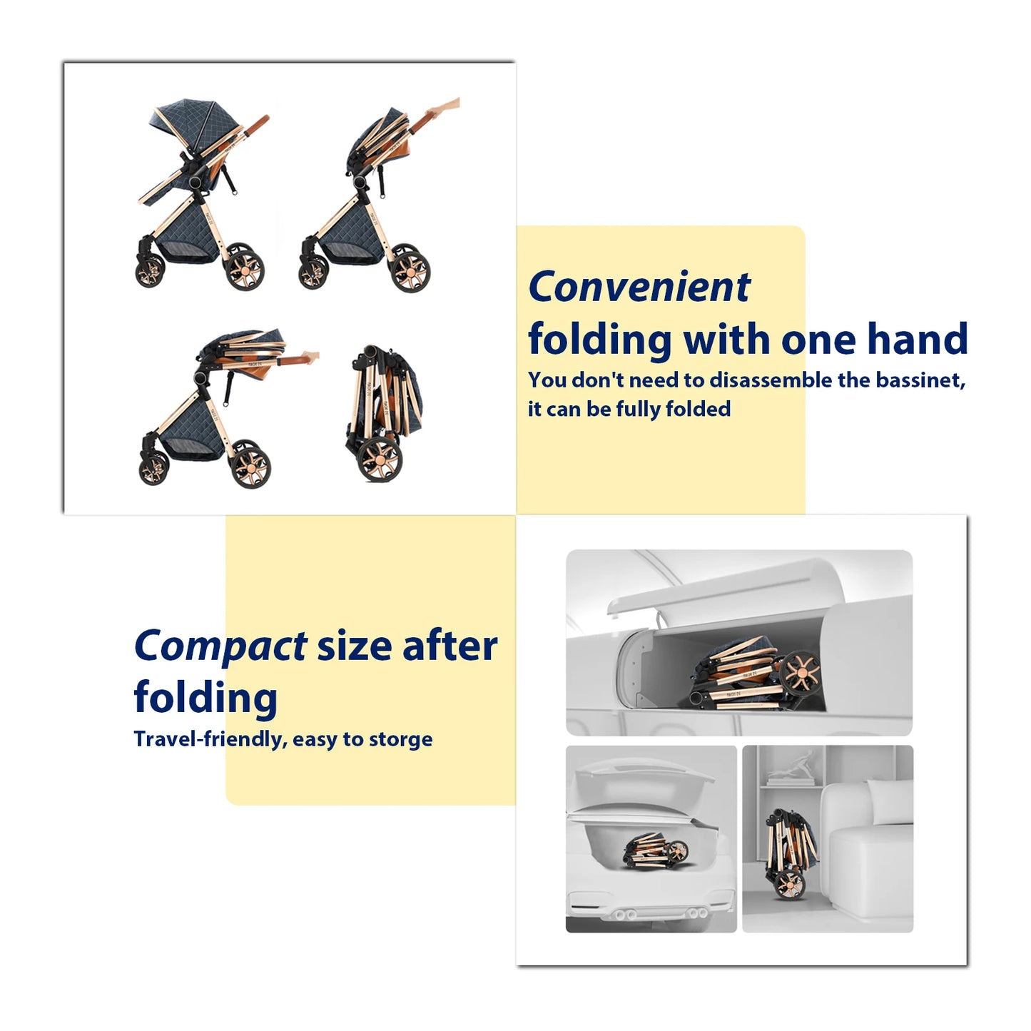 Multifunctional 3-in-1 Baby Stroller – Travel Pram with Isofix & Adjustable Design