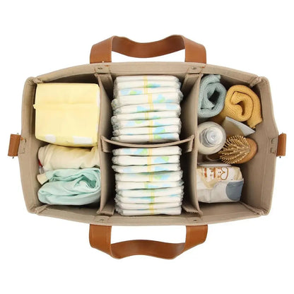 Felt Diaper Organizer Basket – Large-Capacity Baby Travel & Nursery Bag