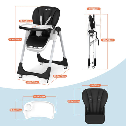 Convertible Baby High Chair – Folding Seat with Removable Tray