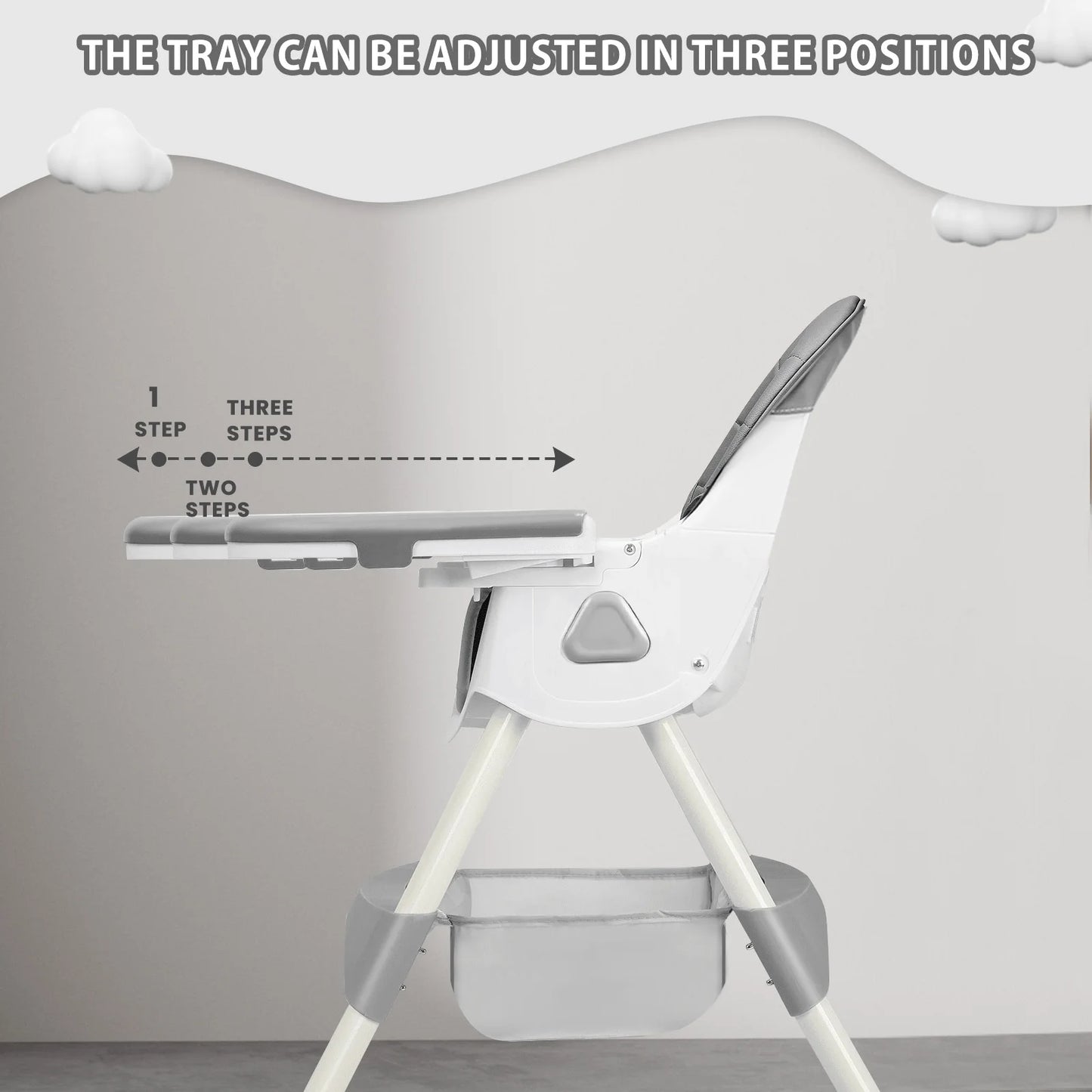 Baby High Chair Foldable – Feeding Seat with Toy Rack & Large Anti-Slip Pad