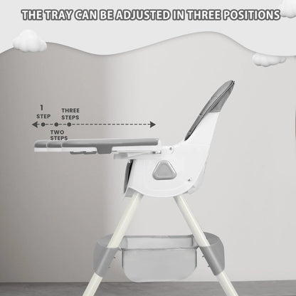 Baby High Chair Foldable – Feeding Seat with Toy Rack & Large Anti-Slip Pad