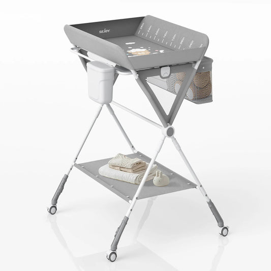 Portable Baby Changing Table – Foldable Diaper Station with Wheels & Adjustable Height