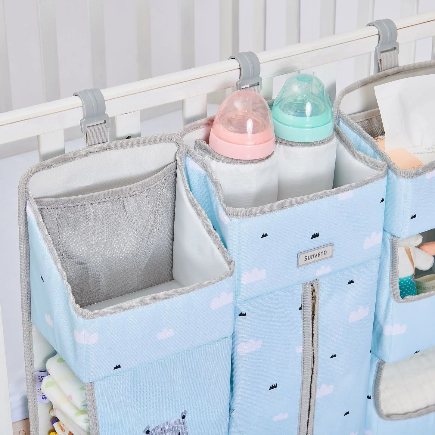Sunveno Hanging Baby Crib Organizer – Diaper & Nursery Essentials Storage